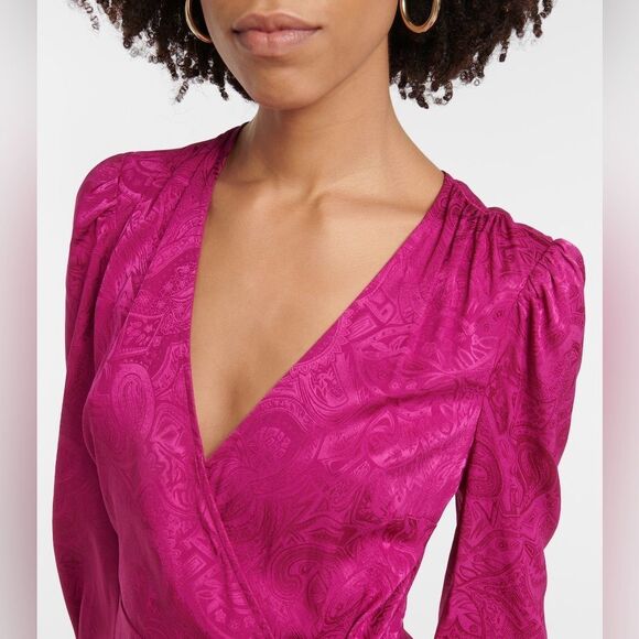 NWT Veronica beard WEISS PAISLEY JACQUARD DRESS magenta pink Sz 4 silk - Picture 7 of 15